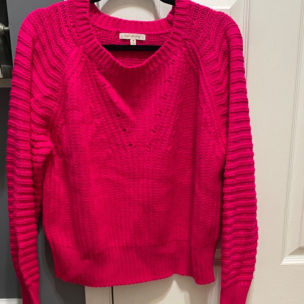Skies Are Blue Women's Pink Crew Neck Sweater